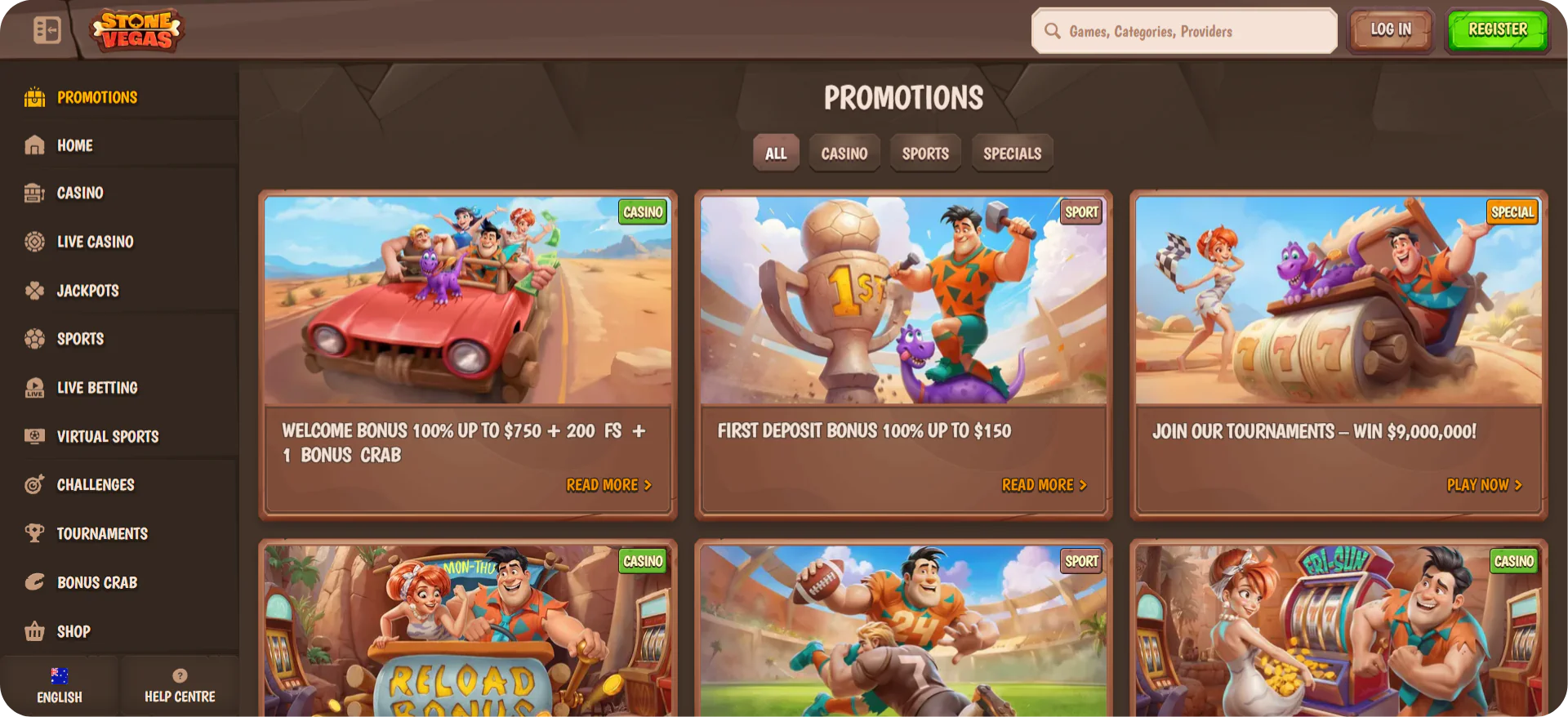 Stone Vegas bonus promotions stone age interface