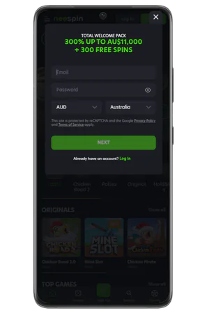 Casino registration form