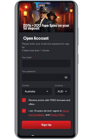 Casino registration form