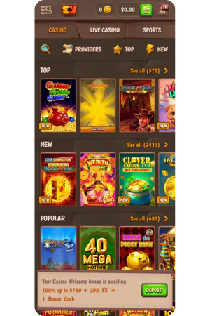 StoneVegas Australia casino lobby with slots and live games