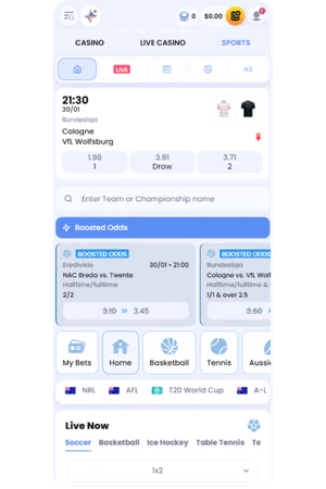 Casinolab Australia sportsbook interface showing sports betting section overview