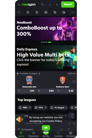 NeoSpin Australia sportsbook interface overview
