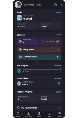SlotLounge Australia personal account dashboard overview